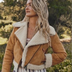 NWOT XS Marine Layer Camel Sherpa Moto Jacket